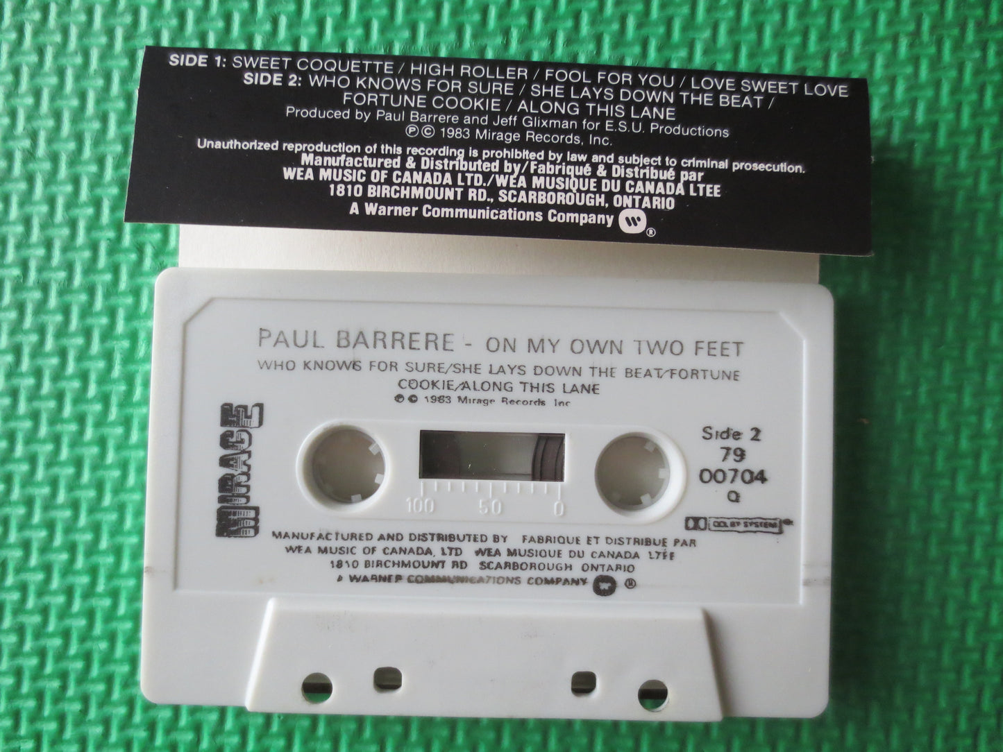 PAUL BARRERE, On My OWN Two Feet, Tapes, Tape Cassette, Rock Music Tapes, Music Cassettes, Cassette Music, 1983 Cassette