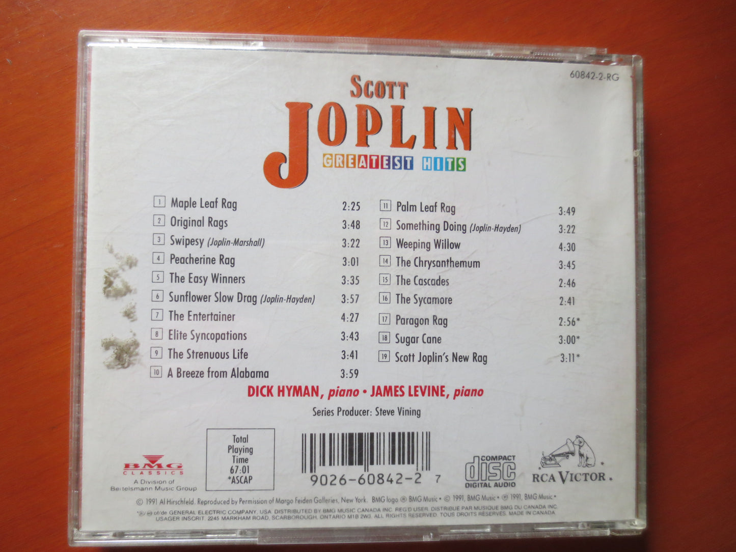 RAGTIME, DICK HYMAN, Scott Joplin Cd, Dick Hyman Cd, Dick Hyman Lp, Ragtime Cd, Ragtime Lp, Jazz Cd, 1991 Compact Disc