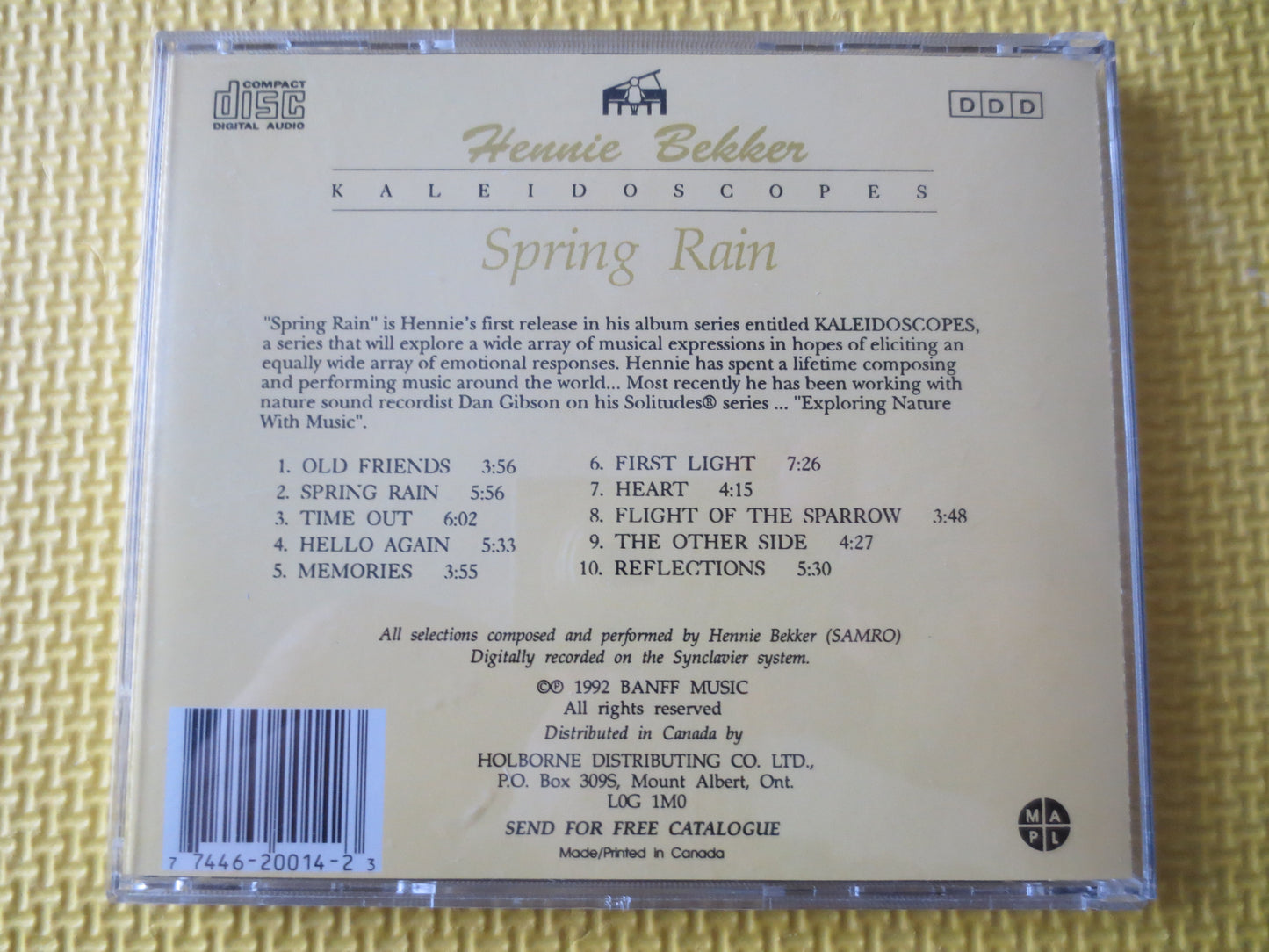 HENNIE BEKKER, Spring RAIN, Hennie Bekker Cd, Jazz Cd, Hennie Bekker Album, Easy Listening Cd, New Age Music, 1992 Compact Discs