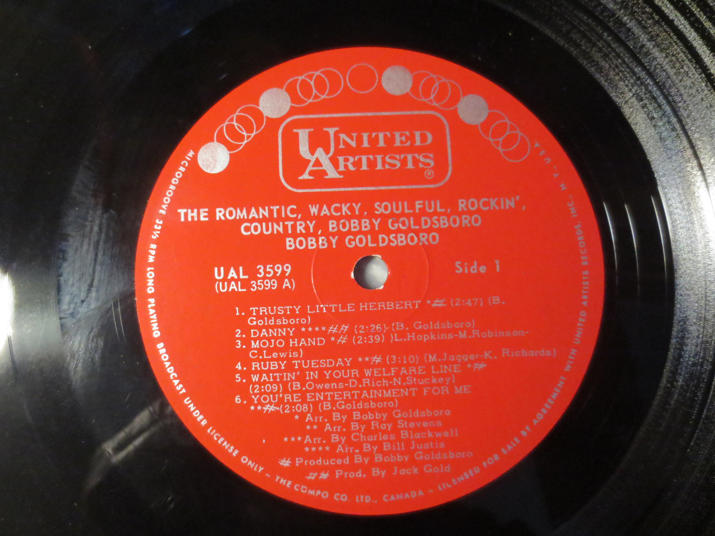 BOBBY GOLDSBORO, ROMANTIC Wacky, Vintage Vinyl, Record Vinyl, Records, Vinyl Records, Pop Records, Lps, 1967 Records,