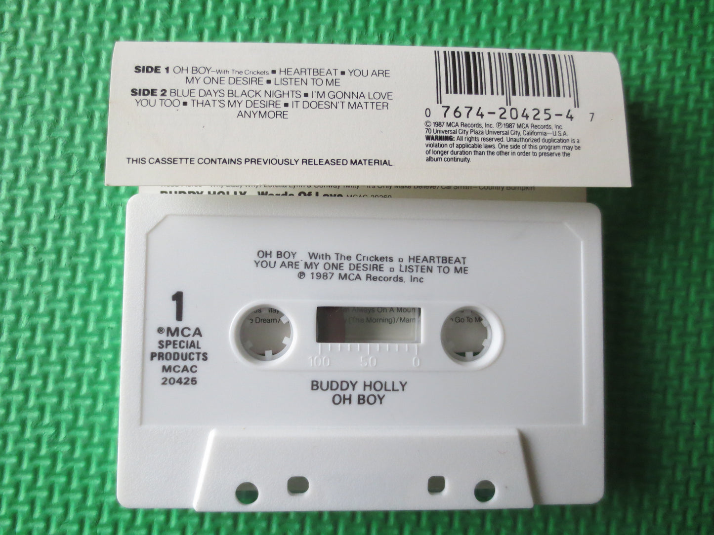 BUDDY HOLLY, Oh BOY, Buddy Holly Cassette, Buddy Holly Tape, Tape Cassette, Music Cassette, Music Tapes, Tape, 1987 Cassette