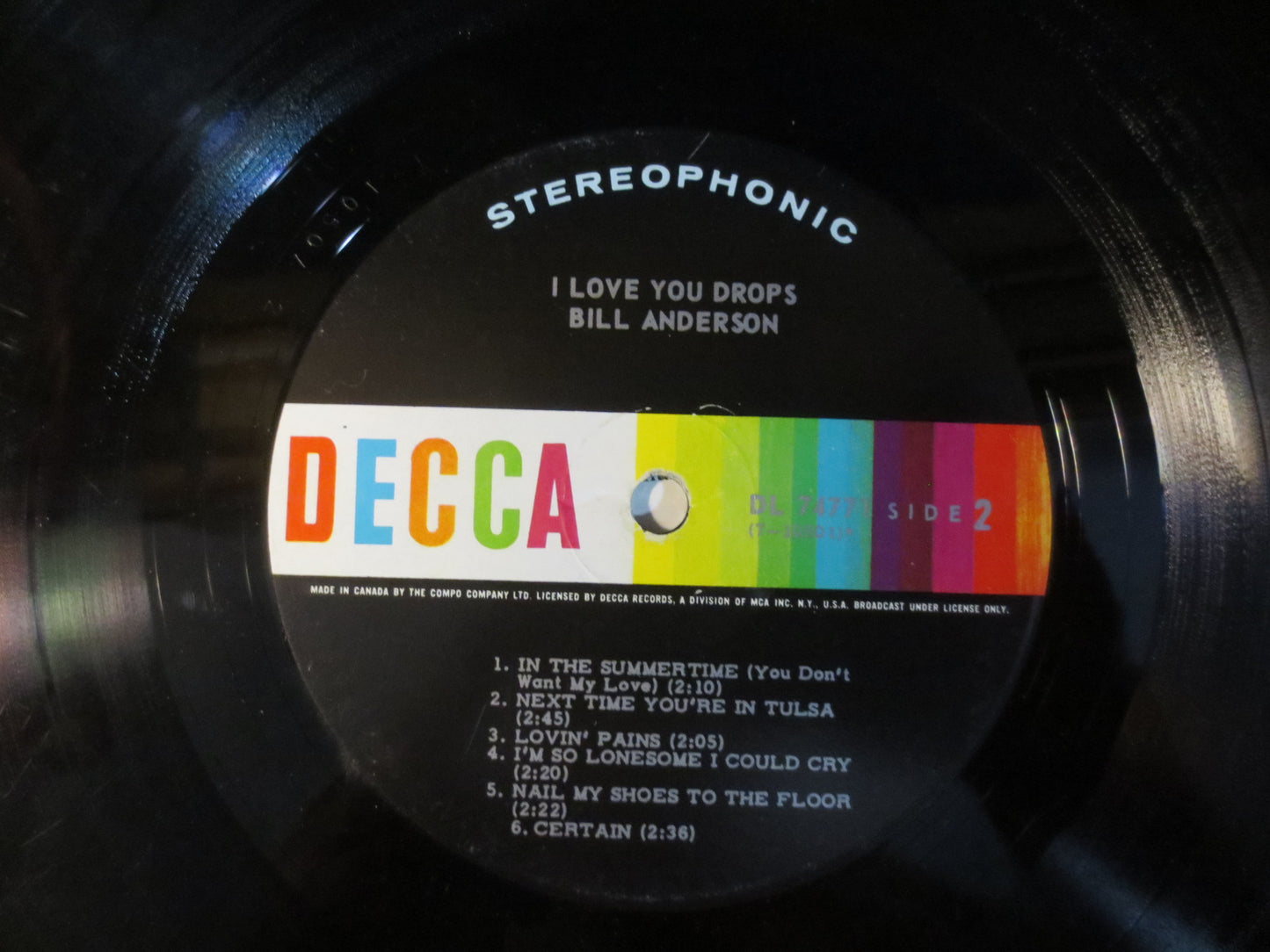 BILL ANDERSON Vinyl, I Love You Drops, Bill Anderson Album, Bill Anderson Record, Vintage Vinyl, Vinyl Album, 1966 Records