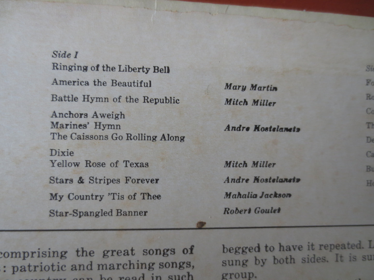 GREAT SONGS of, AMERICA Album, American Songs, Mitch Miller Records, Record, Mary Martin Records, Jazz Albums, 1967 Records