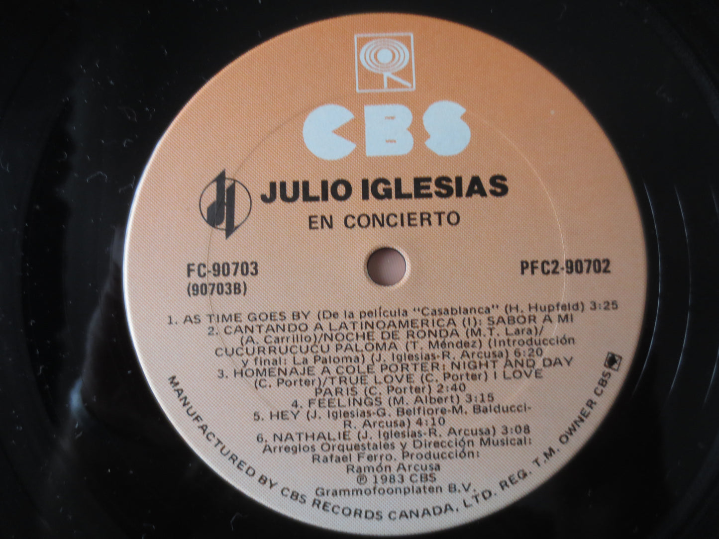 JULIO IGLESIAS, En CONCIERTO, Pop Music Record, Julio Iglesias Music, Julio Iglesias Album, Vinyl Record, Lp, 1983 Records