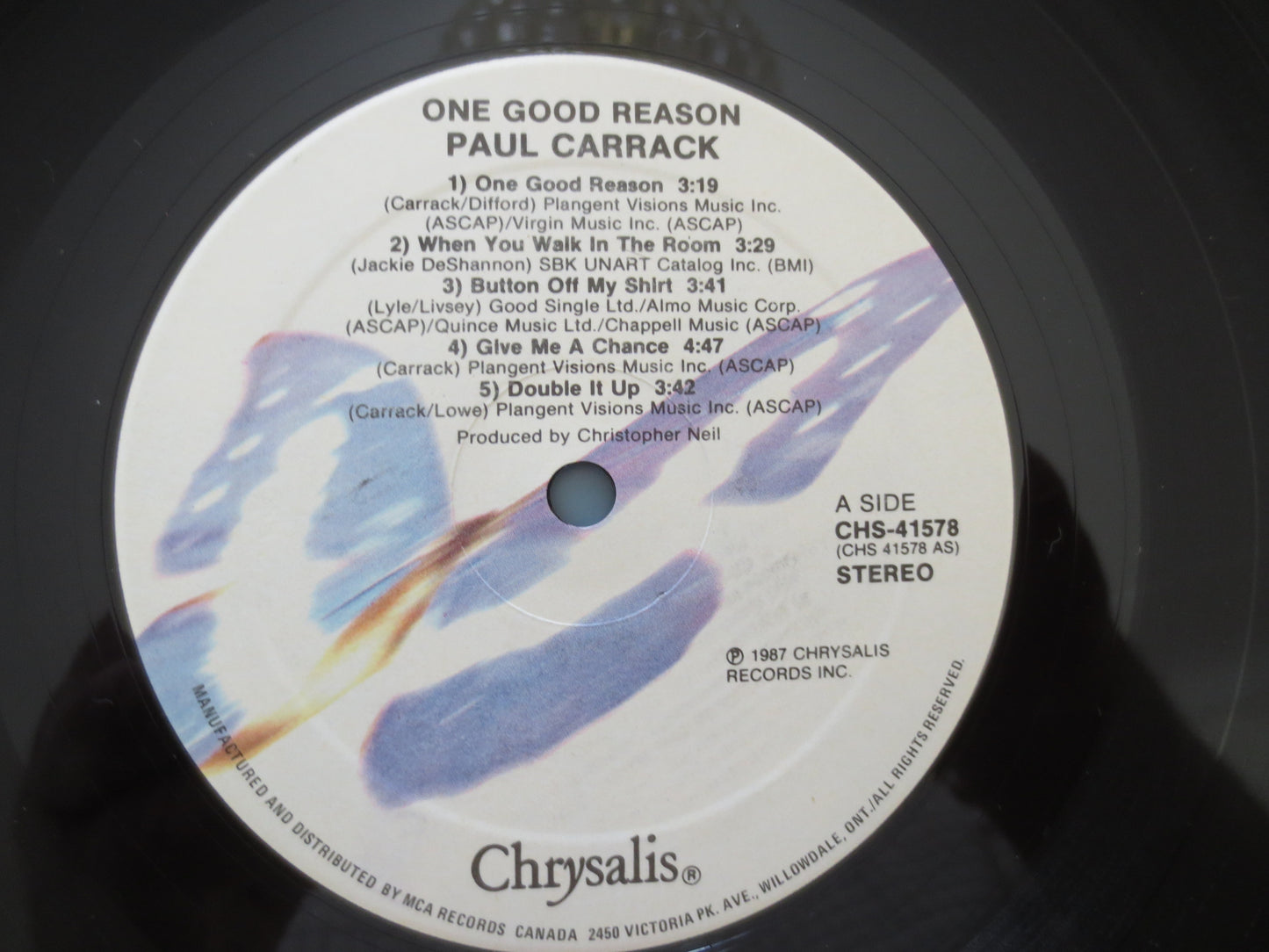 PAUL CARRACK, One GOOD Reason, Paul Carrack Album, Paul Carrack Vinyl, Paul Carrack Lp,  Vintage Vinyl, Pop Lp, 1987 Record