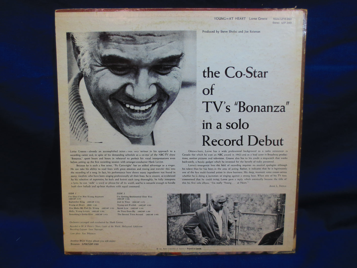 LORNE GREENE Record, Young at HEART, Lorne Greene Album, Lorne Greene Vinyl, Lorne Greene Lp, Vintage Vinyl, 1963 Records