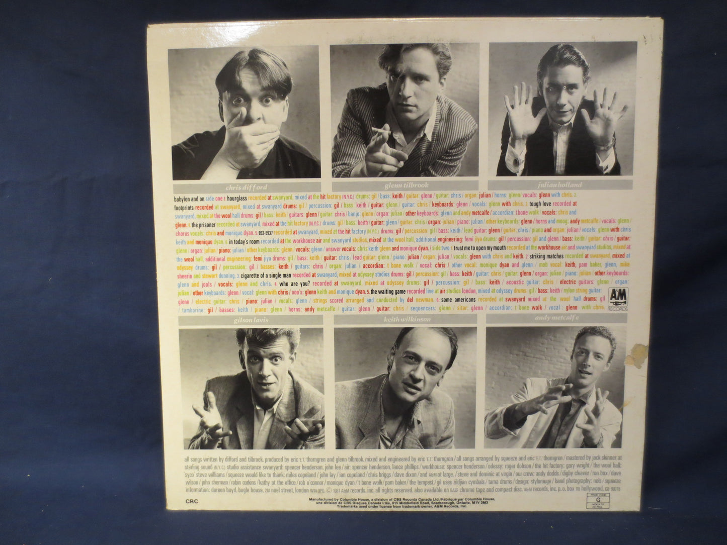 SQUEEZE, SQUEEZE Records, BABYLON and On, SQUEEZE Album, Squeeze Vinyl, Squeeze Lp, Vintage Vinyl, New Wave Records, 1987 Records