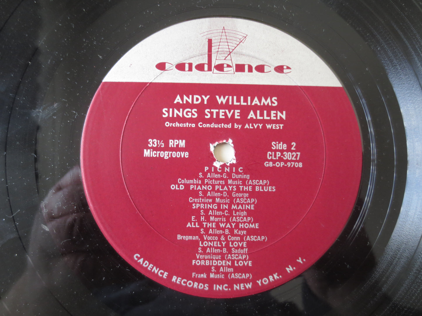 ANDY WILLIAMS, Sings Steve Allen, ANDY Williams Albums, Andy Williams Vinyl, Vintage Vinyl, Jazz Albums, Vinyl, 1956 Record