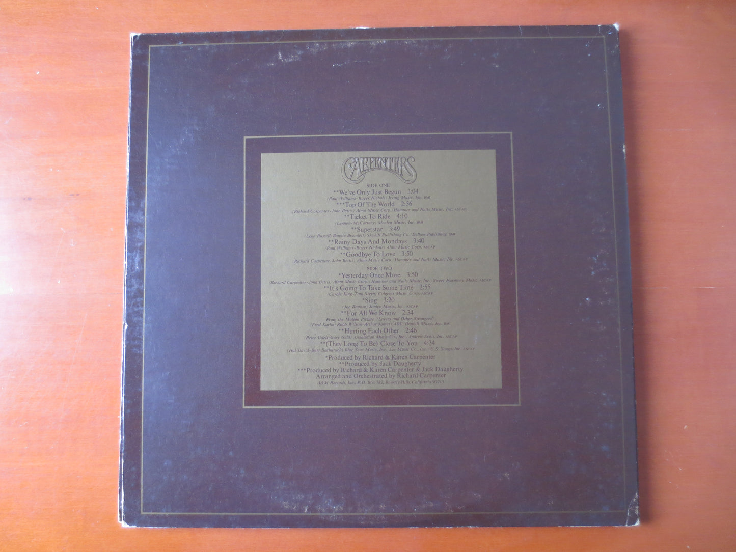 The CARPENTERS, The SINGLES Album, Carpenters Record, The Carpenters Vinyl, The Carpenters Album, Pop Music, 1973 Records