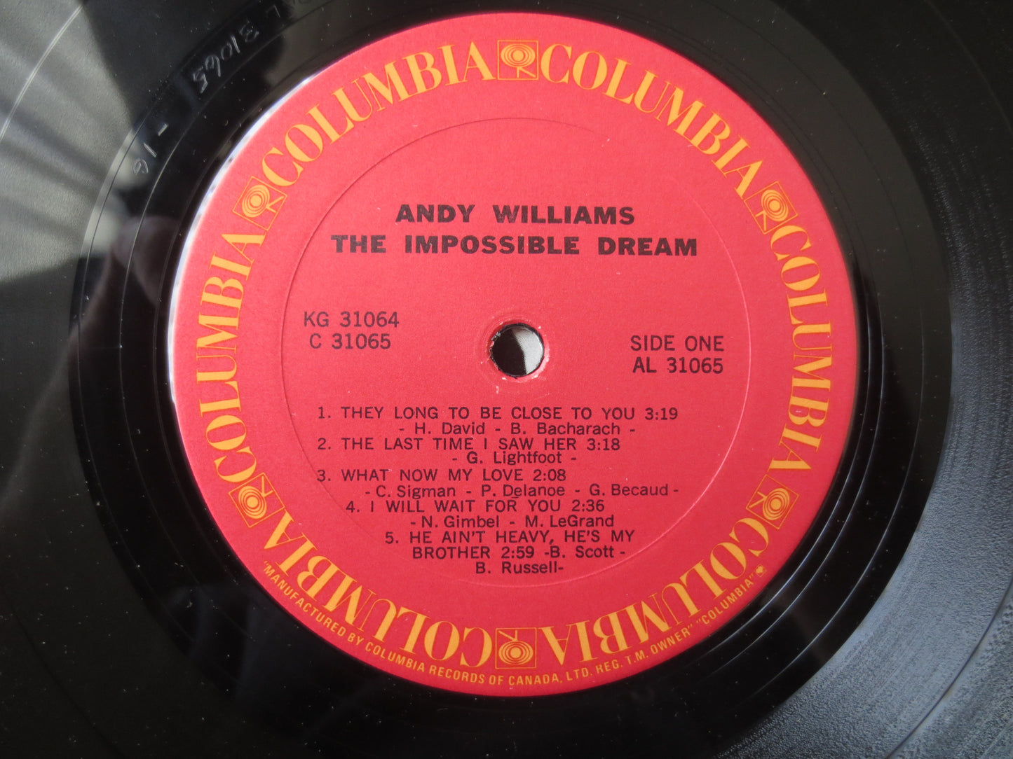ANDY WILLIAMS, The Impossible DREAM, Andy Williams Albums, Andy Williams Vinyl, Vintage Vinyl, Jazz Albums, 1971 Records