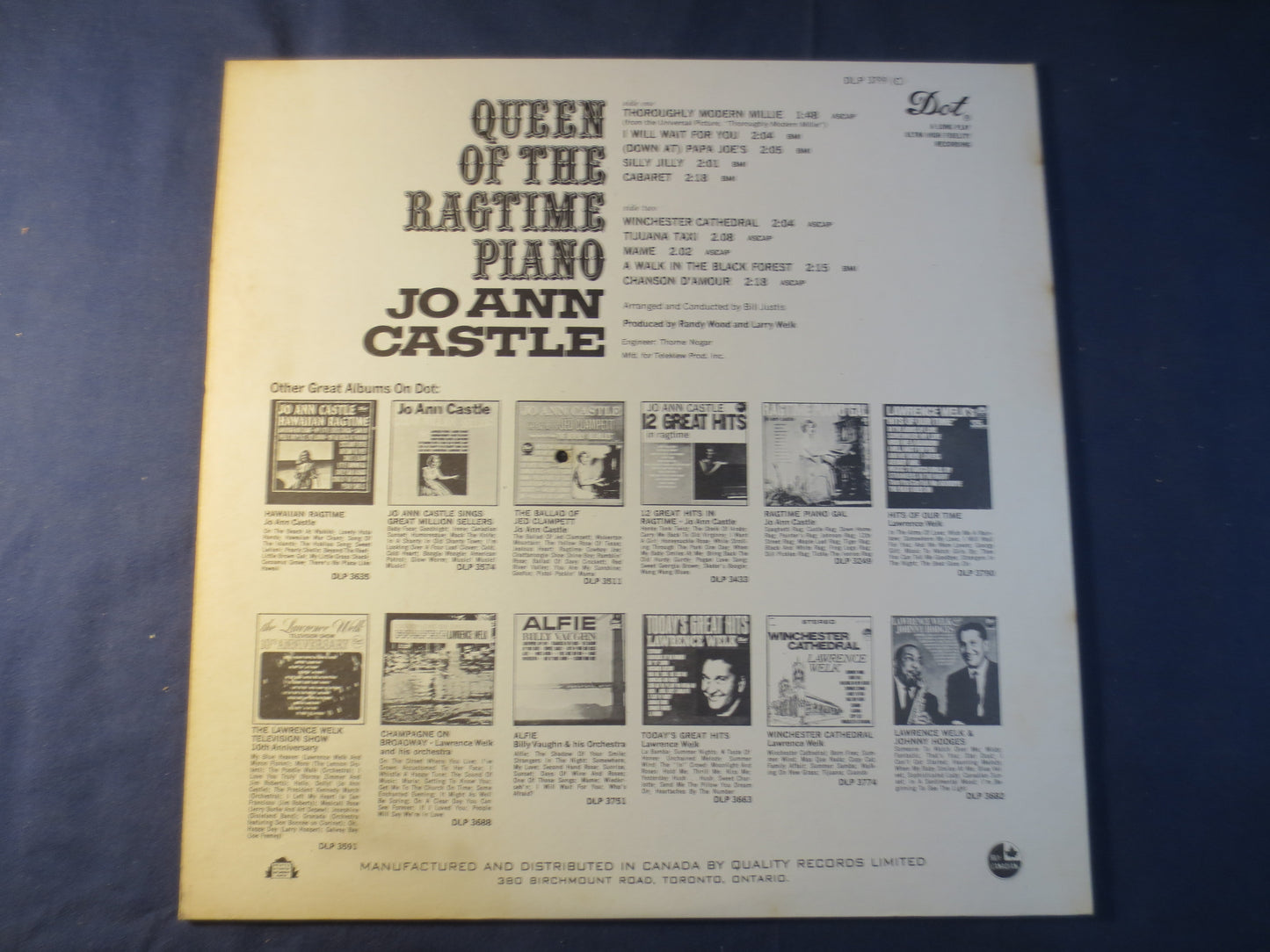 JO ANN CASTLE, Queen of the Ragtime Piano, Honky Tonk Records, Ragtime Records, Vintage Vinyl, Records, Vinyl, 1967 Records