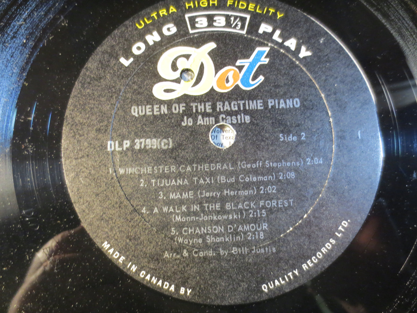 JO ANN CASTLE, Queen of the Ragtime Piano, Honky Tonk Records, Ragtime Records, Vintage Vinyl, Records, Vinyl, 1967 Records