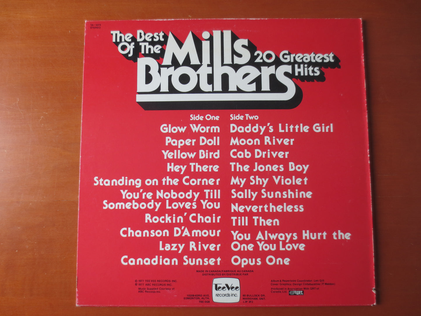 The MILLS BROTHERS, 20 GREATEST Hits, Jazz Records, Vintage Vinyl, Record Vinyl, Mills Brothers Lp, Vinyl Lps, 1977 Records
