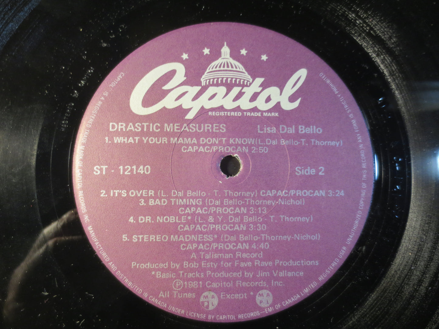 LISA DAL BELLO, Drastic Measures, Pop Record, Vintage Vinyl, Record Vinyl, Record, Vinyl Record, Vinyl Album, 1981 Records