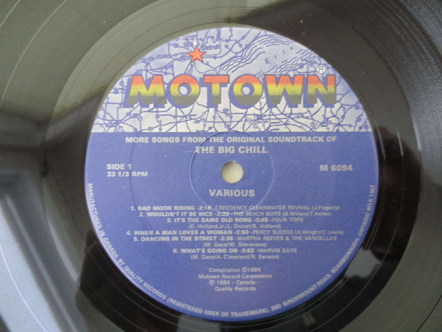 The BIG CHILL, MOTOWN Records, Movie Soundtrack, Marvin Gaye Lps, The Marvelettes Lps, The Rascals Lps, Lps, 1983 Records