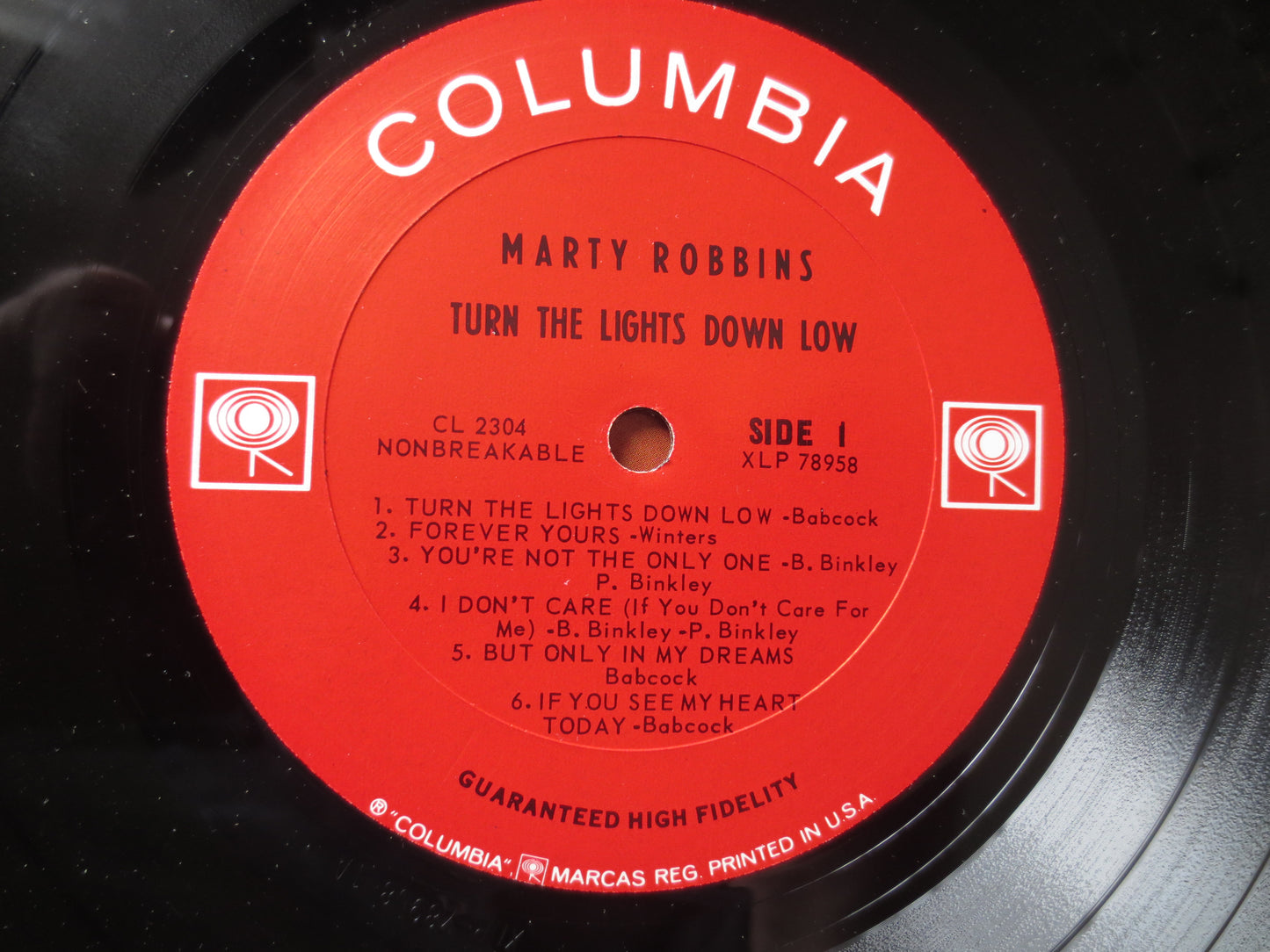 MARTY ROBBINS, Turn The LIGHTS Down Low, Country Records, Vinyl, Marty Robbins Record, Marty Robbins Albums, 1965 Records