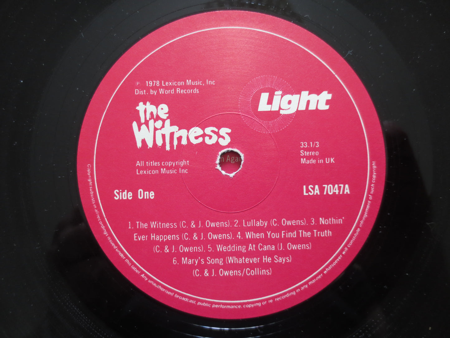 BARRY McGUIRE, The WITNESS, Soundtrack Album, Folk Record, Vintage Vinyl, Record Vinyl, Records, Vinyl Record, 1978 Records