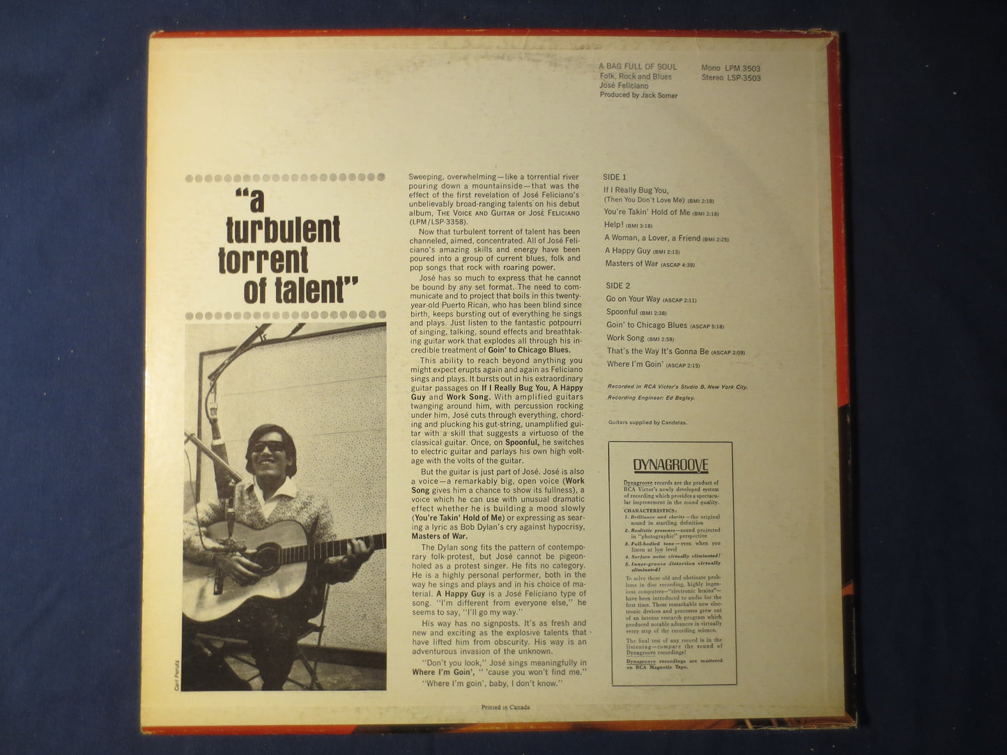 JOSE FELICIANO, A Bag Full of SOUL, Jose Feliciano Vinyl, Jose Feliciano Lp, Vintage Vinyl, Records, Lp, 1966 Records
