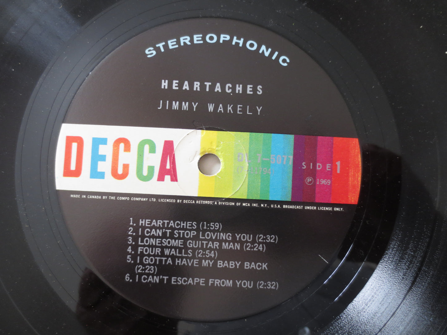 JIMMIE WAKELY, HEARTACHES, Jimmie Wakely Album, Jimmie Wakely Vinyl, Jimmie Wakely Lp, Records, Vintage Vinyl, 1969 Records