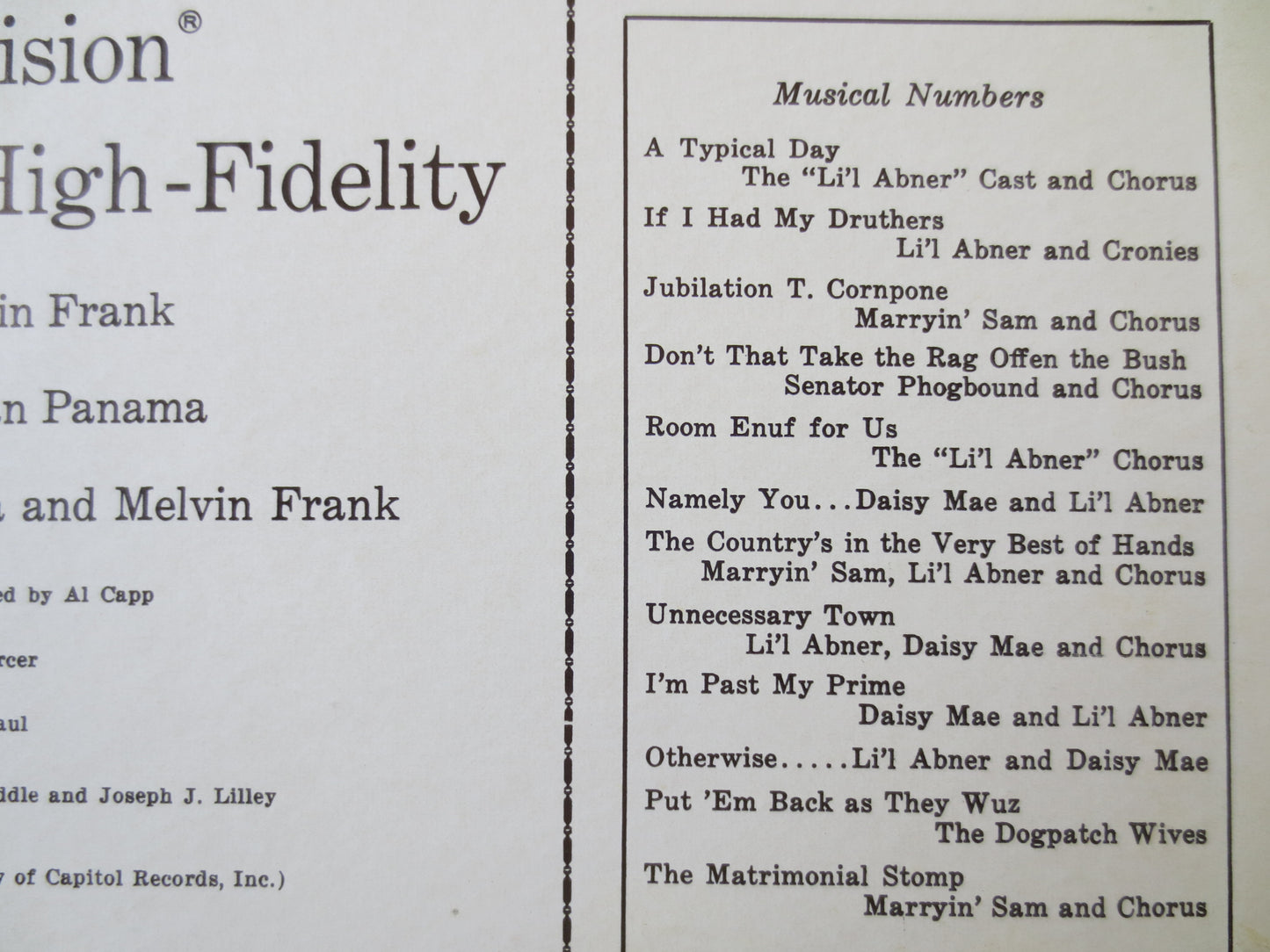 Lil ABNER, SOUNDTRACK Album, Lil ABNER Record, Soundtrack Albums, Screen Albums, Vinyl Lp, lps, Soundtrack Lps, 1959 Record
