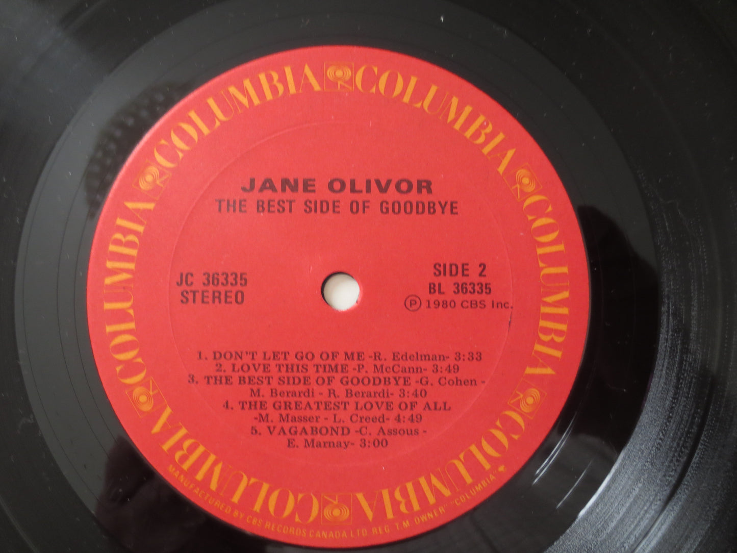 JANE OLIVOR, BEST Side of Goodbye, Jane Olivor Record, Vintage Vinyl, Jane Olivor Vinyl, Jane Oliver Album, 1980 Records