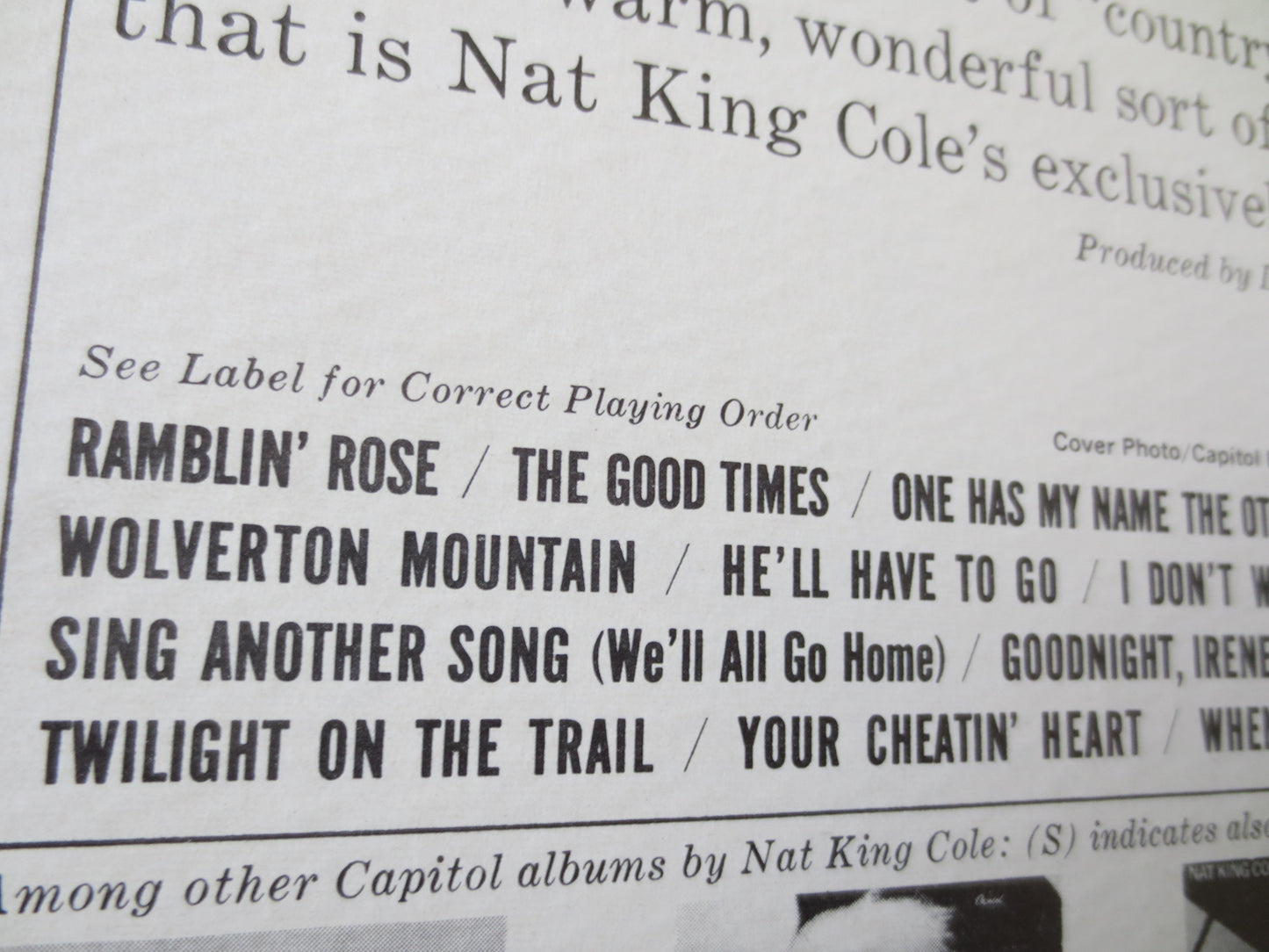 NAT KING COLE, Ramblin' Rose, Country Record, Vintage Vinyl, Record Vinyl, Records, Vinyl Record, Vinyl Album, 1962 Records