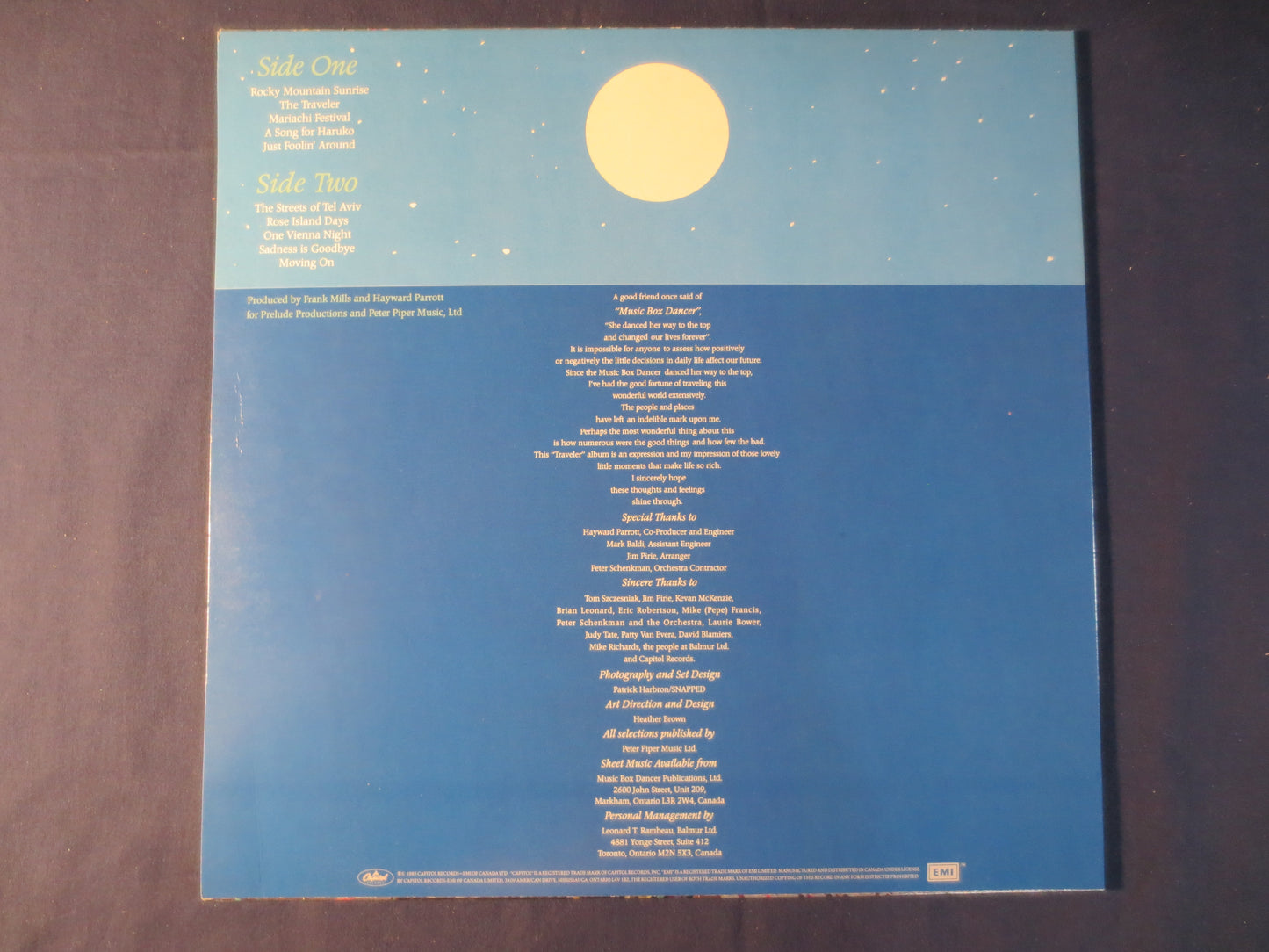 FRANK MILLS, The TRAVELER, Pop Record, Vintage Vinyl, Record Vinyl, Record, Vinyl Record, Piano Vinyl, Vinyl, 1985 Records