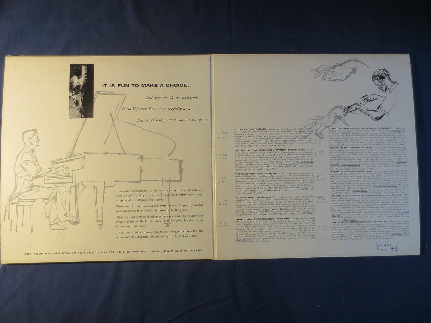 KEYS A LA CARTE, Warner Brothers Sample Records, Jazz record, Jazz Vinyl, Vintage Vinyl, Record Vinyl, Record, Vinyl Record