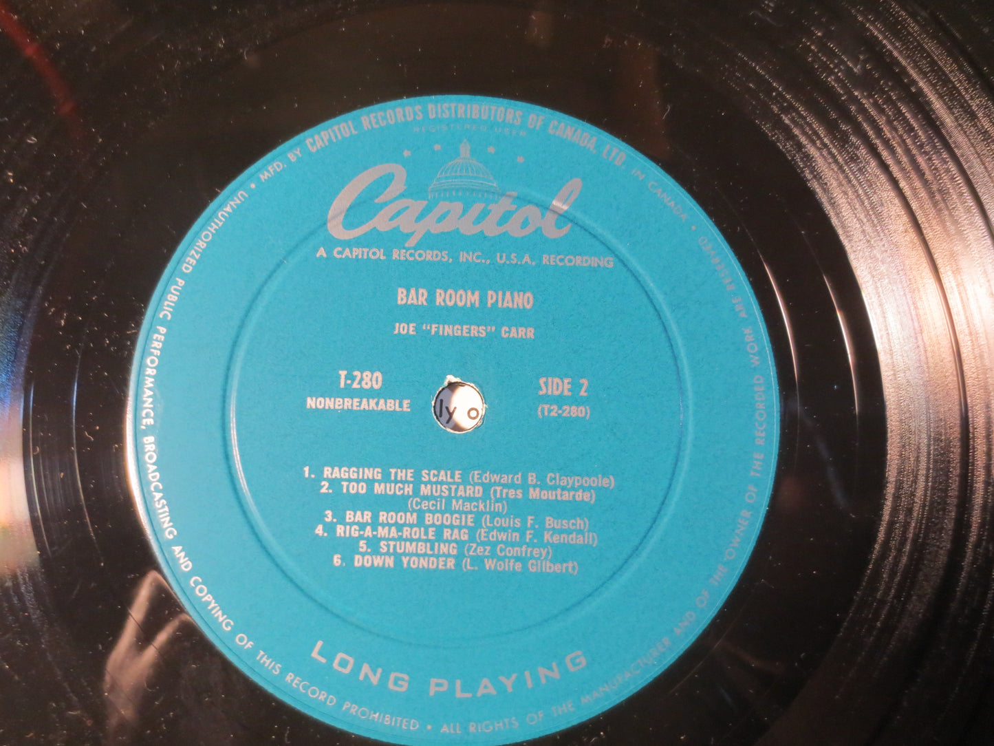 JOE "Fingers" CARR, BAR Room Piano, Ragtime Records, Honky Tonk Records, Ragtime Vinyl, Ragtime Album, Vinyl, 1951 Records