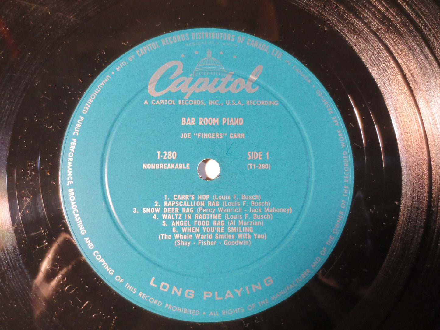 JOE "Fingers" CARR, BAR Room Piano, Ragtime Records, Honky Tonk Records, Ragtime Vinyl, Ragtime Album, Vinyl, 1951 Records