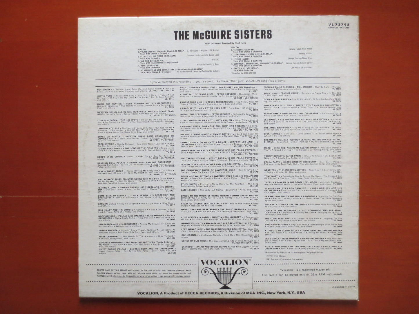 The McGUIRE SISTERS, McGuire Sisters Lp, Pop Record, Jazz Record, Vintage Vinyl, Jazz Vinyl, Pop Vinyl, Vinyl, 1967 Records