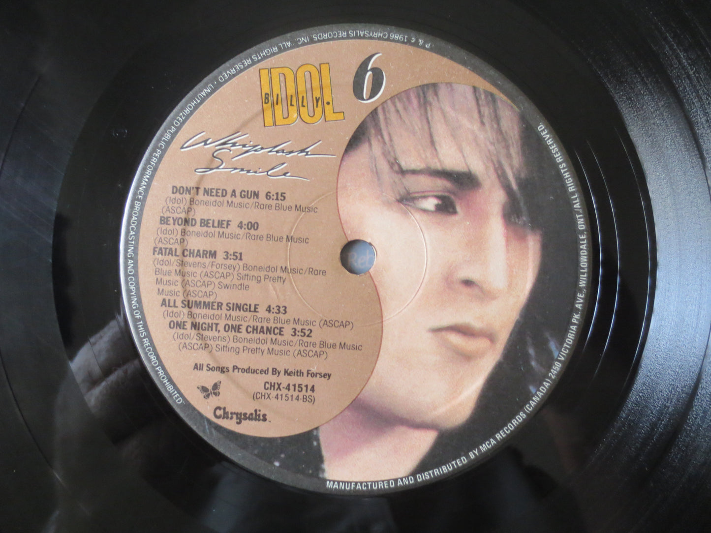 BILLY IDOL, Whiplash Smile, Billy IDOL Album, Billy Idol Vinyl, Vintage Vinyl, Vinyl Lp, Vinyl Records, 1986 Records