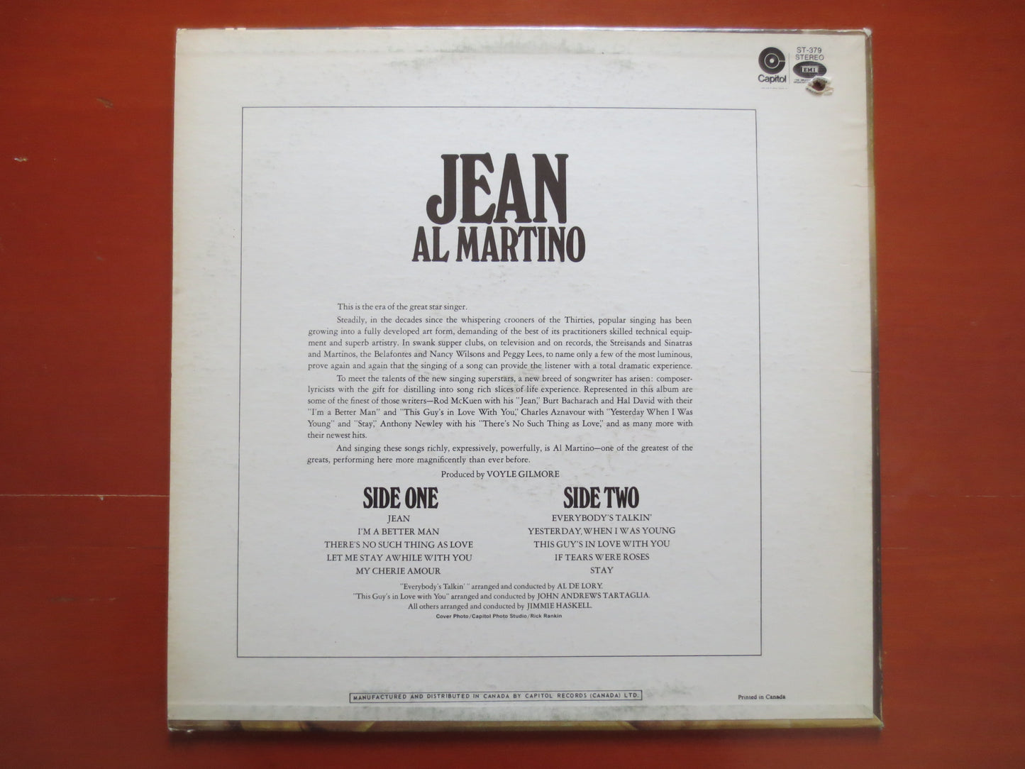 AL MARTINO, JEAN Album, Al Martino Album, Al Martino Vinyl, Al Martino Lp, Vintage Vinyl, Vinyl Album, 1969 Records