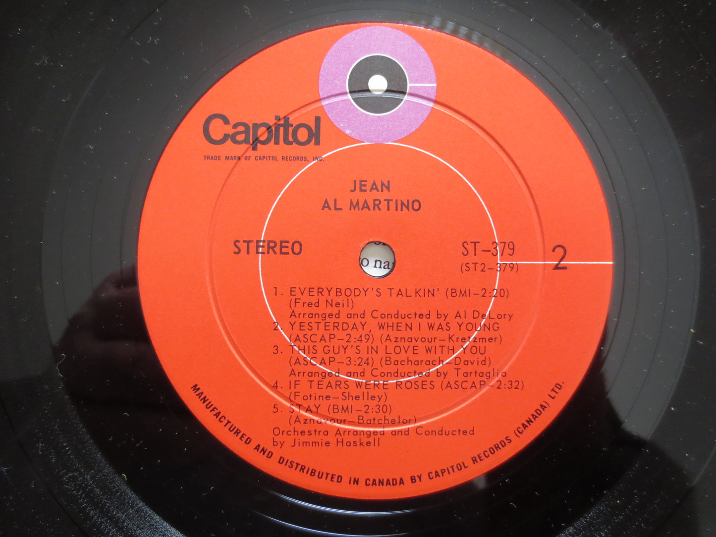AL MARTINO, JEAN Album, Al Martino Album, Al Martino Vinyl, Al Martino Lp, Vintage Vinyl, Vinyl Album, 1969 Records