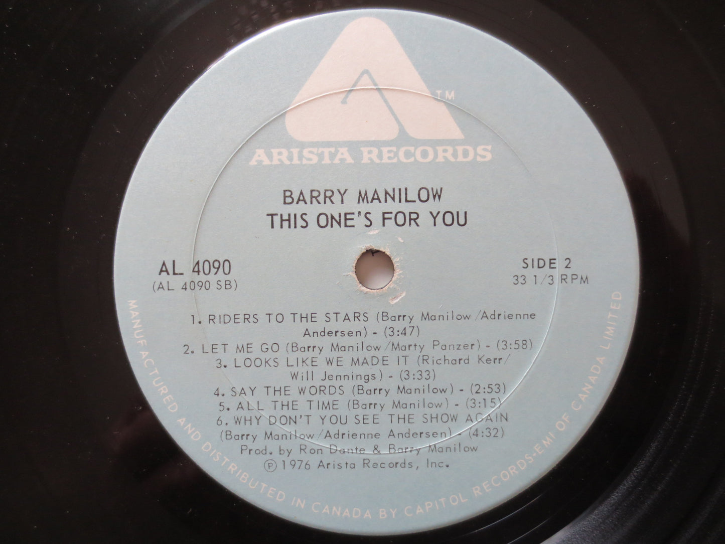 BARRY MANILOW, This One's For You, Barry Manilow Record, Barry Manilow Album, Barry Manilow Lp, Barry Manilow Vinyl, Vinyl Lp, 1976 Records