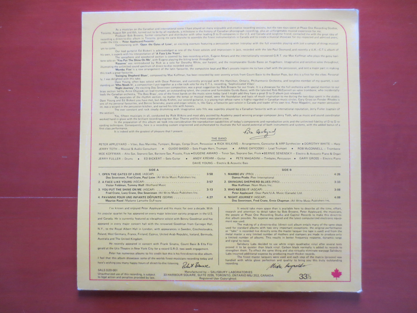 PETER APPLEYARD, Peter Appleyard Lp, Funk Records, Record Vinyl, Records, Vinyl Record, Jazz Records, Vinyl, 1977 Records
