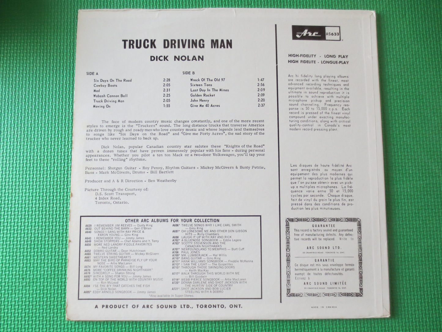 DICK NOLAN, TRUCK Driving Man, Johnny Cash Record, Dick Nolan Album, Dick Nolan Vinyl, Vinyl Lp, lps, 1964 Records
