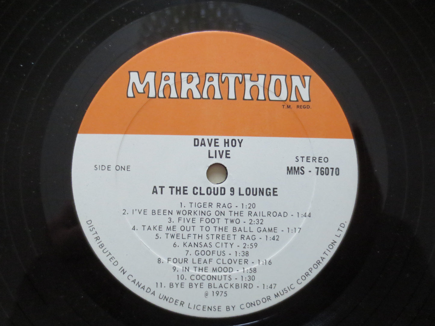 DAVE HOY, Live at CLOUD 9 Lp, Dave Hoy Album, Honky Tonk Record, Ragtime Records, Vintage Vinyl, Vinyl, 1974 Records