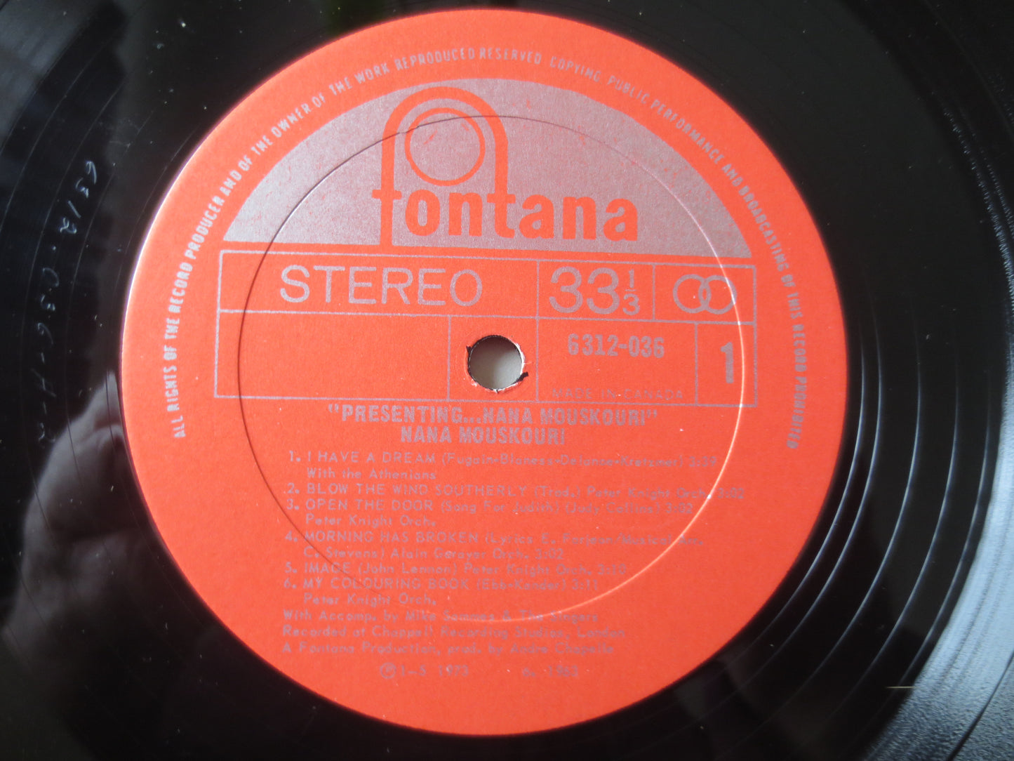 NANA MOUSKOURI, SONGS From Tv, Nana Mouskouri Album, Nana Mouskouri Lp, Classical Records, Classical Albums, 1973 Records