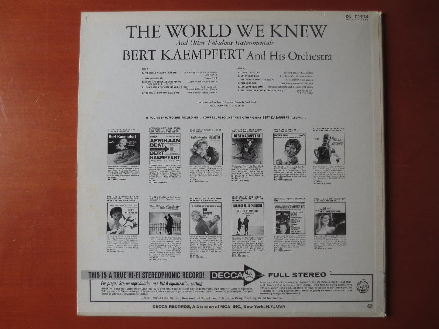BERT KAEMPFERT, The WORLD We Knew, Bert Kaempfert Album, Jazz Records, Jazz Albums, Bert Kaempfert Music, lps, 1967 Records
