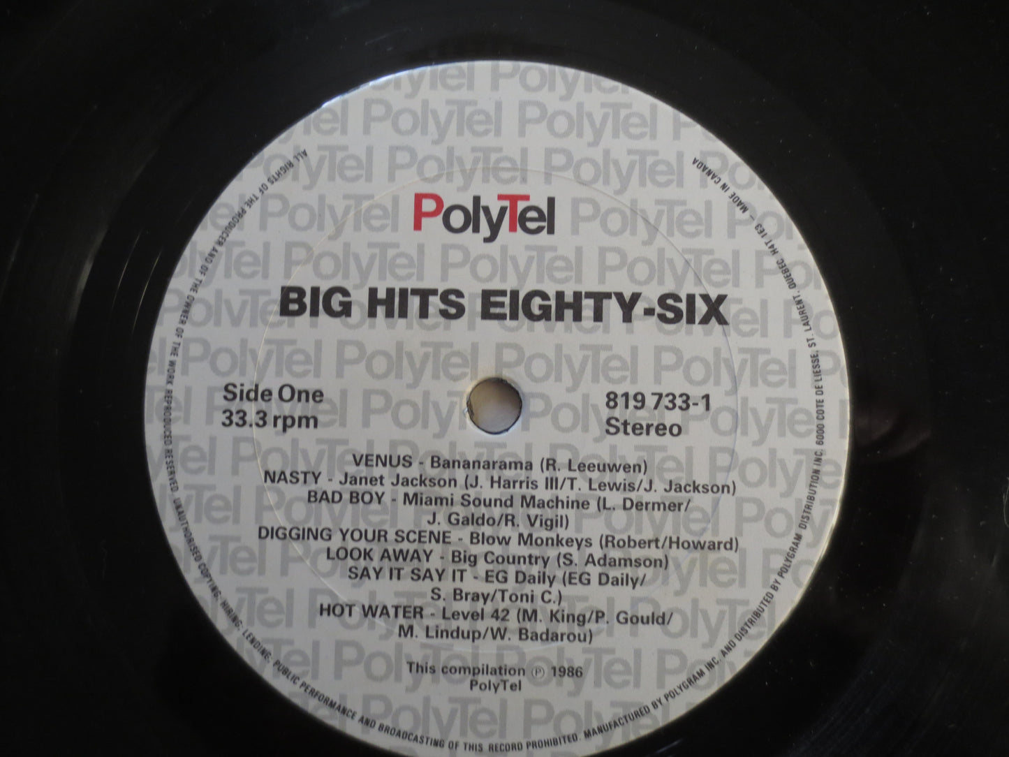 BIG HITS Eighty Six, Various Artists, Vintage Album, 1986 Record, Vinyl Lp