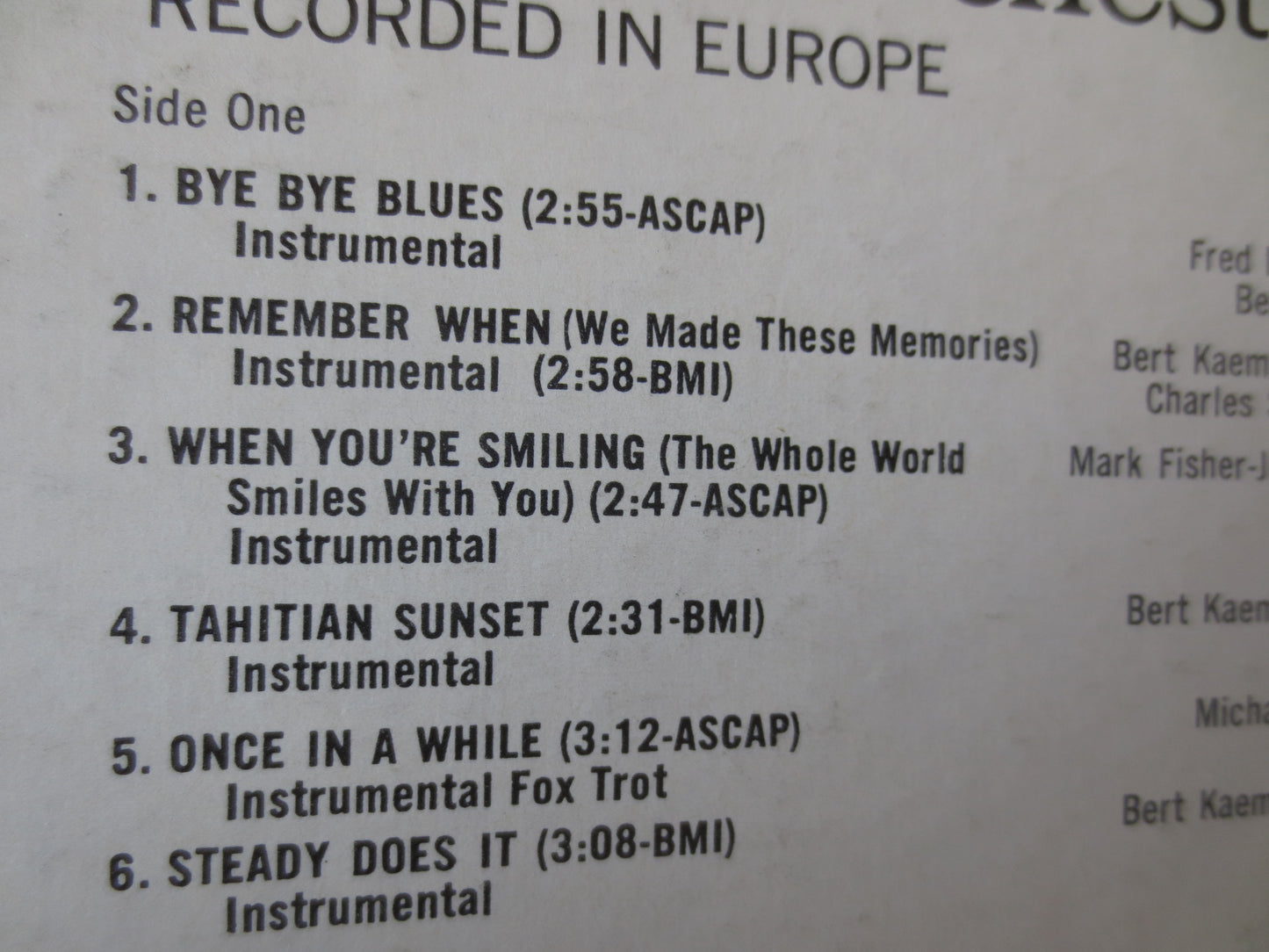 BERT KAEMPFERT, BYE Bye Blues, Bert Kaempfert Album, Jazz Records, Jazz Album, Bert Kaempfert Music, lps, 1965 Records