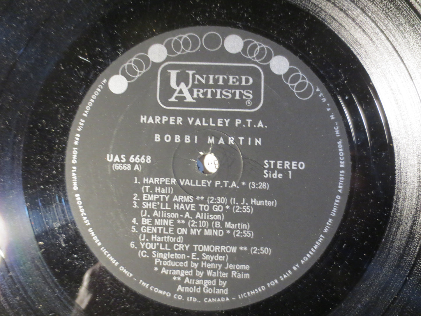 BOBBI MARTIN, Harper Valley PTA, Bobbi Martin Record, Country Record, Bobbi Martin Album, Bobbi Martin Lps, 1968 Records
