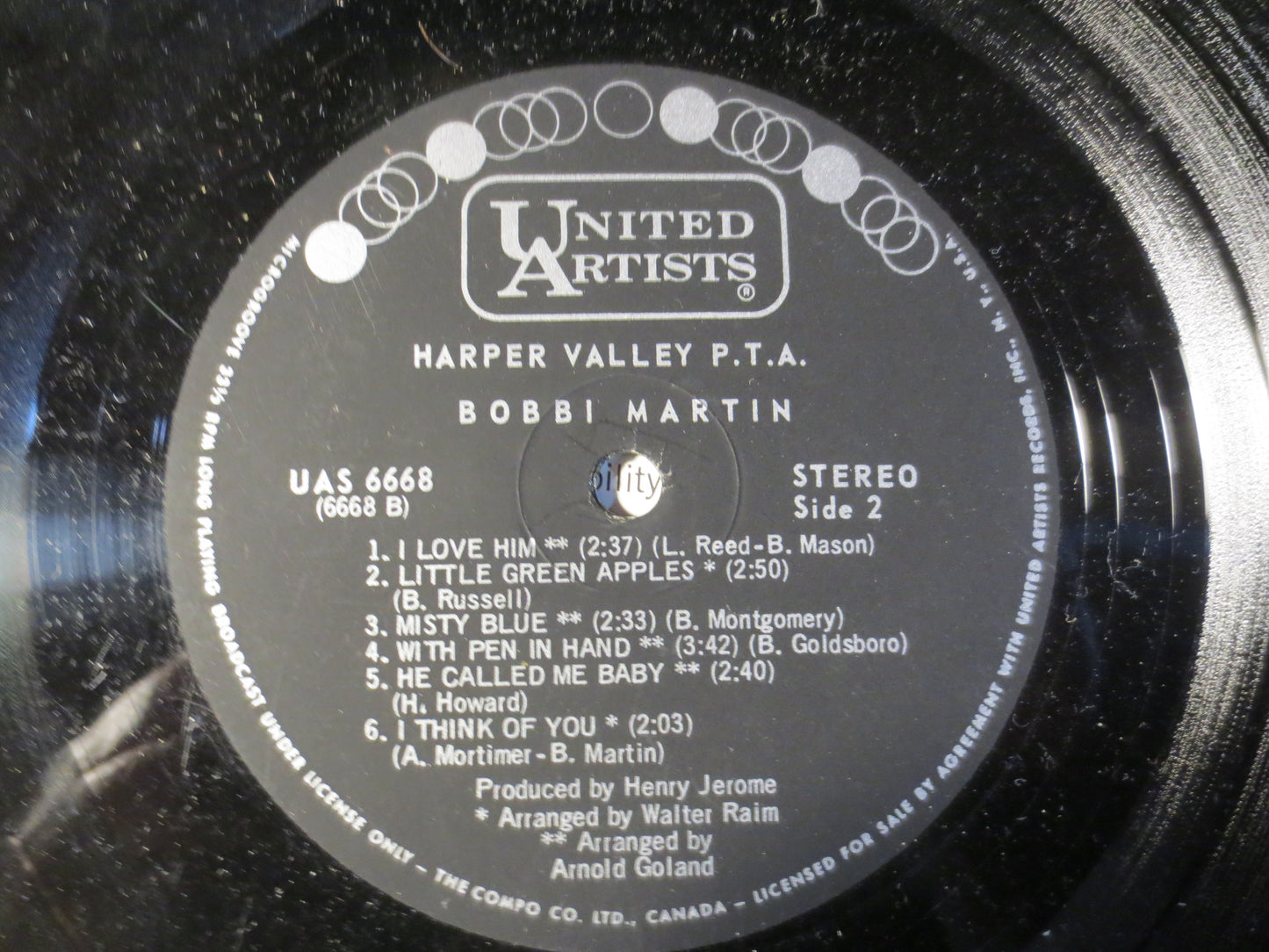 BOBBI MARTIN, Harper Valley PTA, Bobbi Martin Record, Country Record, Bobbi Martin Album, Bobbi Martin Lps, 1968 Records