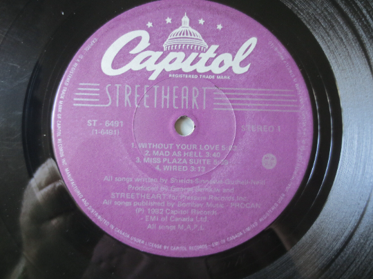 STREETHEART, Streetheart Record, STREETHEART Album, STREETHEART Vinyl, Streetheart Lp, Vintage Lp, Rock lps, 1982 Records