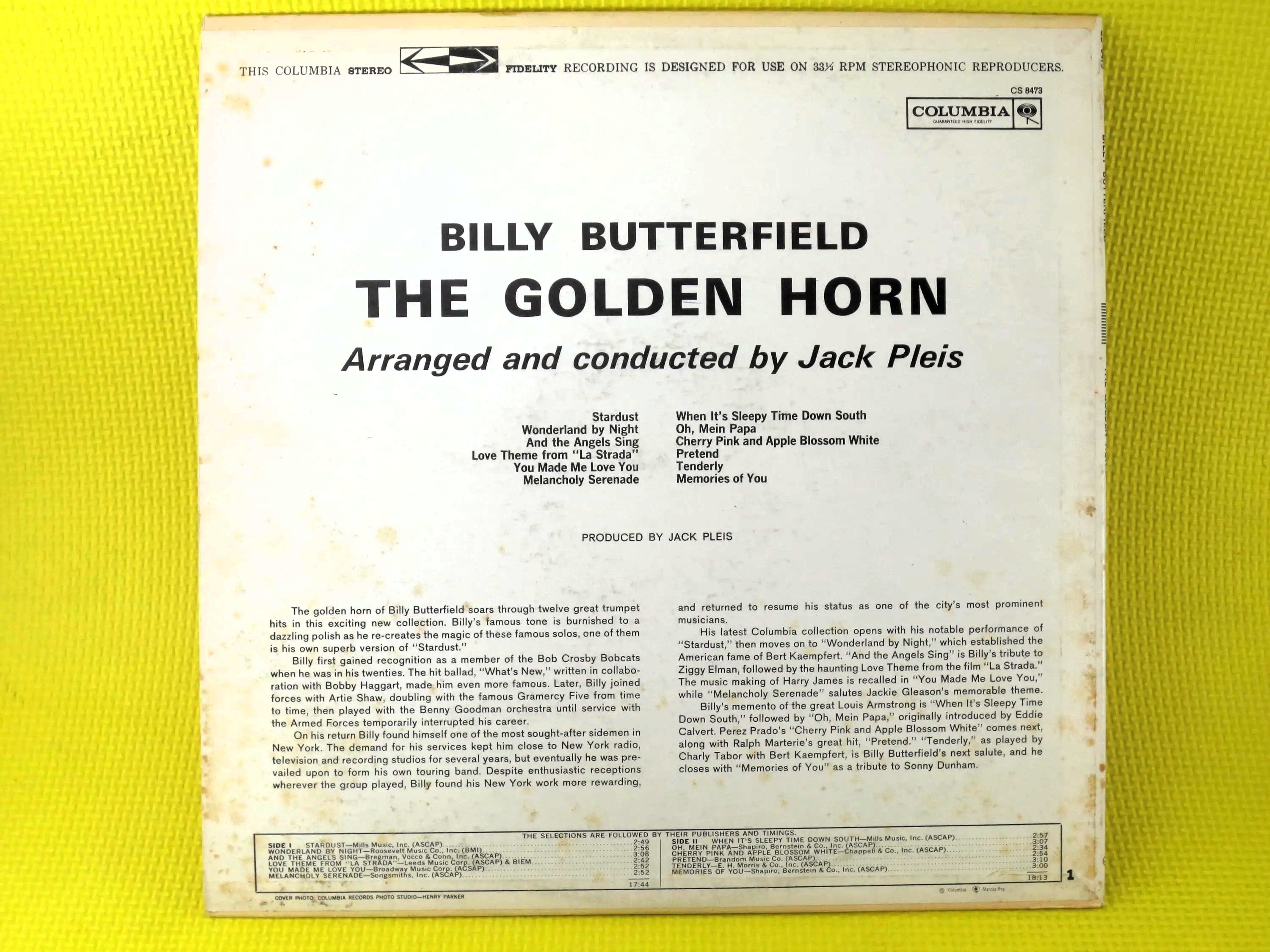 BILLY BUTTERFIELD, The GOLDEN Horn, Billy Butterfield Lp, Jazz Records, Jazz Vinyl, Vintage Vinyl, Jazz Lp, 1961 Records