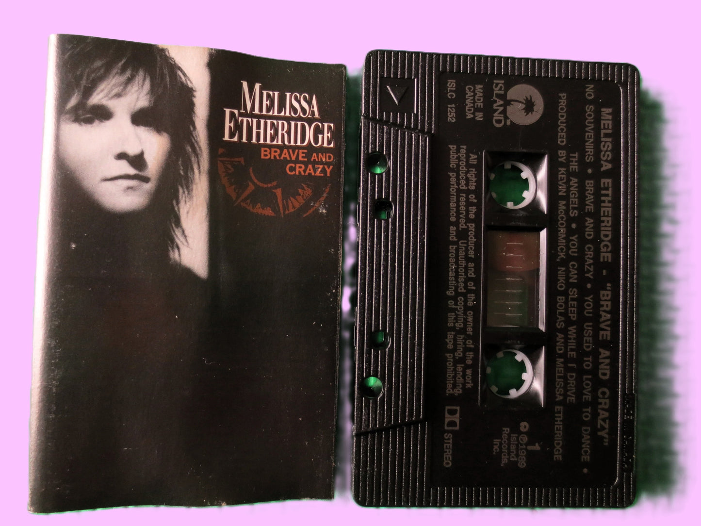 MELISSA ETHERIDGE, Brave and CRAZY, 1989 Cassette Tape, Vintage Cassette