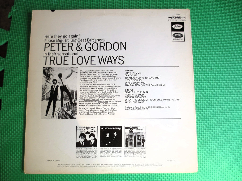 Peter & Gordon – True Love Ways (1965) Vinyl LP