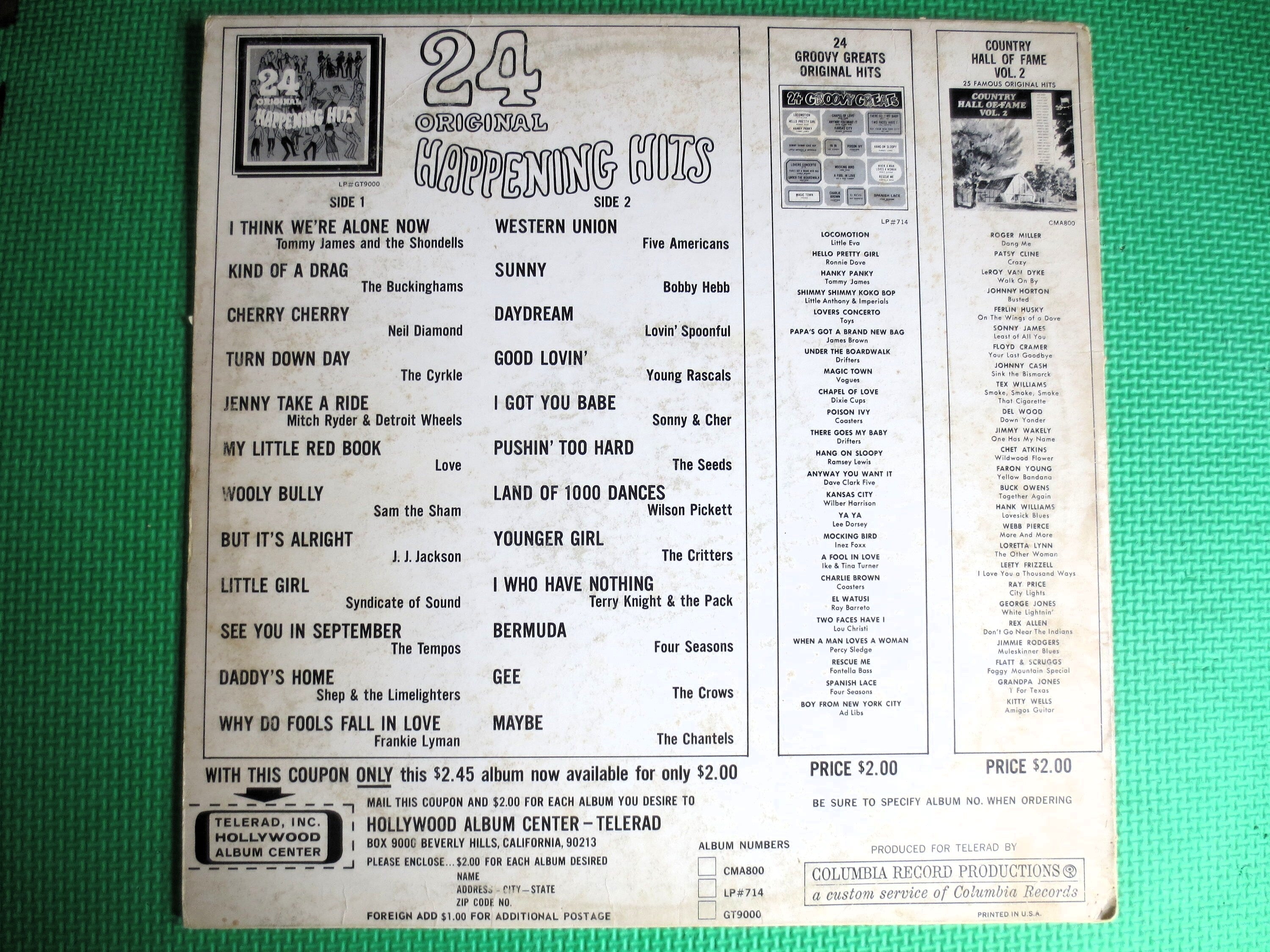 24 ORIGINAL HITS, Sam the Sham, The Seeds Record, Wilson Pickett Record, The Crows Record, The Tempos Record, Chantels Record, 1967 Records