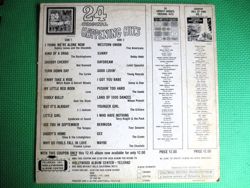 24 ORIGINAL HITS, Sam the Sham, The Seeds Record, Wilson Pickett Record, The Crows Record, The Tempos Record, Chantels Record, 1967 Records